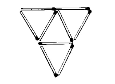 Головоломки, задачи, загадки, игры. Со спичками. Ответ на задание №20. Переместите три спички так, чтобы получилось 5 треугольников.