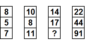 Тест на iq № 1. Вопрос №18. Каким числом следует заменить знак вопроса?