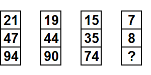 Тест на iq № 3. Вопрос №20. Каким числом следует заменить знак вопроса?