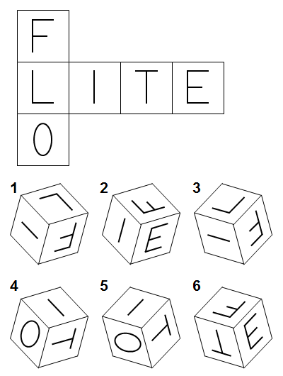 Тест на iq № 3. Вопрос №39. Какие два куба из шести являются правильными?