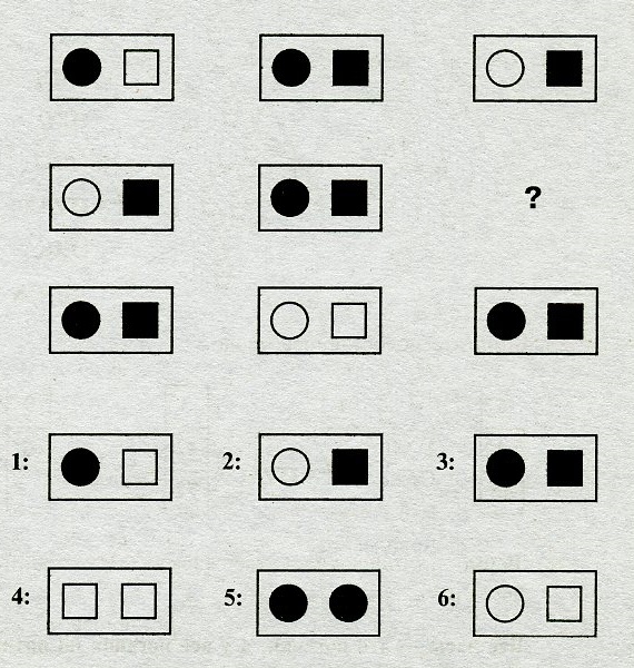 Тесты на iq. Тест на iq № 3 с вариантами ответов. Вопрос №22. Из шести пронумерованных фигур выберите нужную.